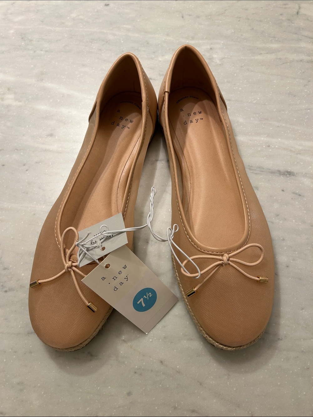 a new day Nude Ballet Espadrille Flats with Bow